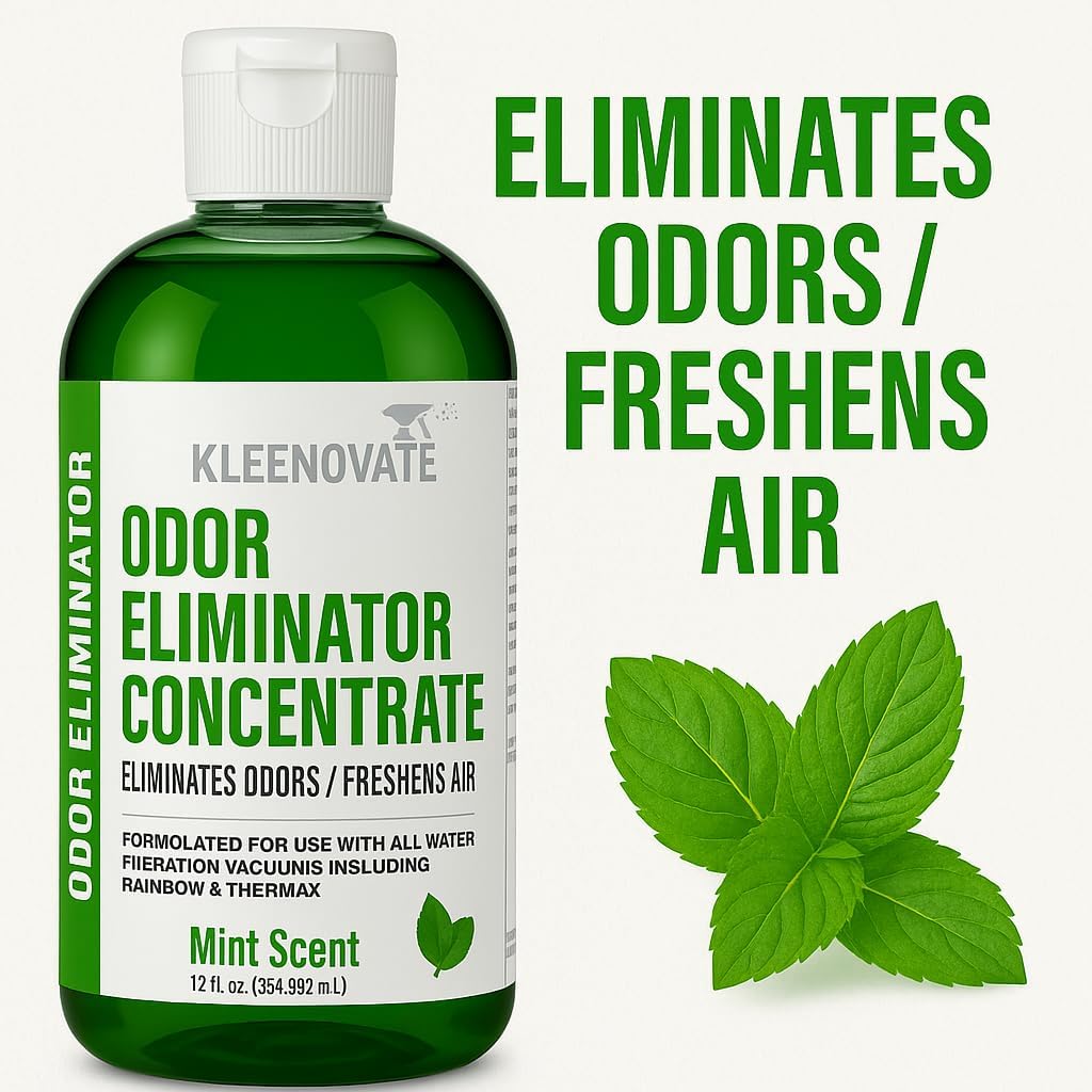 Odor Eliminator Air Freshener & Deodorizer Concentrate, Compatible for Rainbow, Sirena, Thermax, Prolux - Biodegradable Formula for Spraying & Water Based Vacuums - 12 fl oz. (Mint Scent)