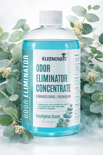 Odor Eliminator Air Freshener & Deodorizer Concentrate, Compatible for Rainbow, Sirena, Thermax, Prolux - Biodegradable Formula for Spraying & Water Based Vacuums - 12 fl oz. (Eucalyptus)