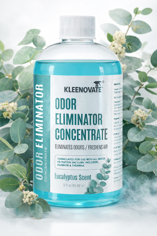 Odor Eliminator Air Freshener & Deodorizer Concentrate, Compatible for Rainbow, Sirena, Thermax, Prolux - Biodegradable Formula for Spraying & Water Based Vacuums - 12 fl oz. (Eucalyptus)