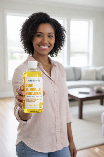 Odor Eliminator Air Freshener & Deodorizer Concentrate, Compatible for Rainbow, Sirena, Thermax, Prolux - Biodegradable Formula for Spraying & Water Based Vacuums - 12 fl oz. (Lemon)