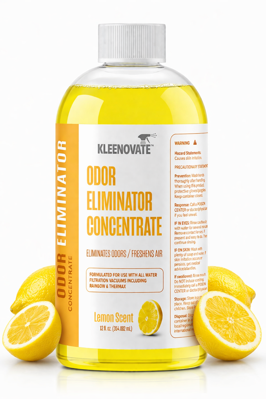 Odor Eliminator Air Freshener & Deodorizer Concentrate, Compatible for Rainbow, Sirena, Thermax, Prolux - Biodegradable Formula for Spraying & Water Based Vacuums - 12 fl oz. (Lemon)